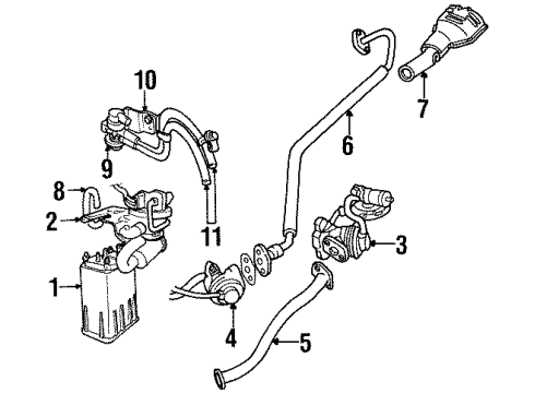 1996 Chrysler Sebring Emission Components Tube-Exhaust Gas RECIRCULATION V Diagram for 4591231