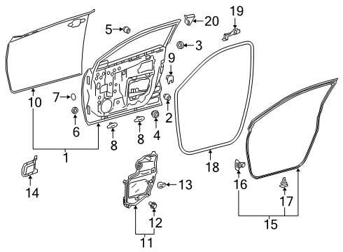 2020 Toyota C-HR Front Door Door Shell Cover Diagram for 90950-06105