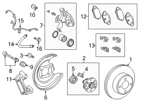 2017 Toyota Yaris Rear Brakes Hub & Bearing Assembly Diagram for 42450-0D112