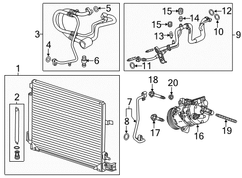 2016 Cadillac CTS A/C Condenser, Compressor & Lines Mount Bolt Diagram for 11588729