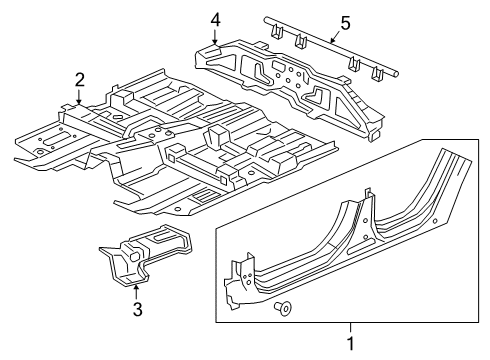 2021 Acura RDX Floor & Rocker Panel Set Left (Dot) Diagram for 04641-TJB-A91ZZ