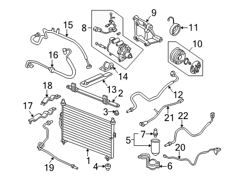 1997 Honda CR-V A/C Condenser, Compressor & Lines Condenser Diagram for 80110-S10-003