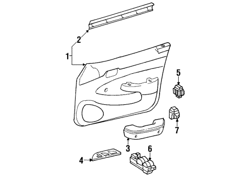 2002 Chevrolet Prizm Door & Components ARMREST A Diagram for 16637997