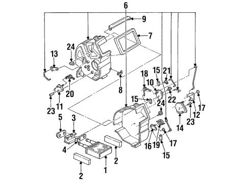 1991 Mercury Tracer Heater Core & Control Valve Blower Motor Diagram for 8U2Z-19805-A