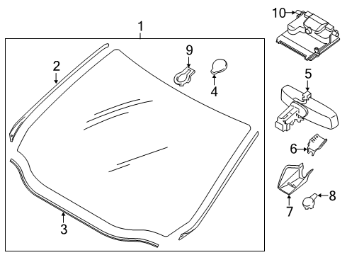 2019 Ford Edge Windshield Glass Mirror Inside Diagram for FU5Z-17700-J