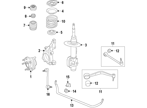 2015 Chevrolet SS Front Suspension Components, Lower Control Arm, Stabilizer Bar Link Asm-Front Stabilizer Shaft Diagram for 92253277