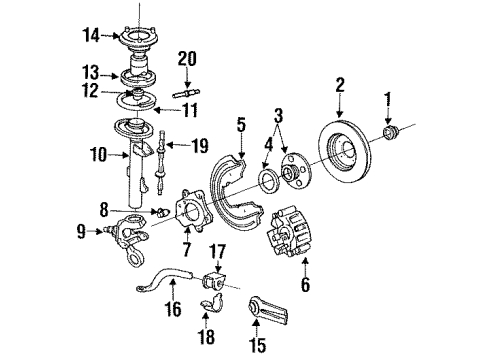 1991 Ford Taurus Rear Brakes ABS Rotor Diagram for FODZ2C189A