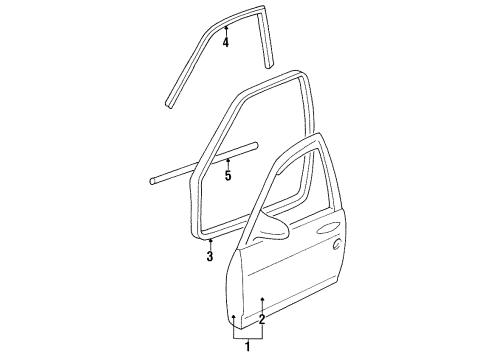1996 Chevrolet Monte Carlo Door & Components Weatherstrip Asm-Front Side Door Upper Auxiliary Diagram for 10401528