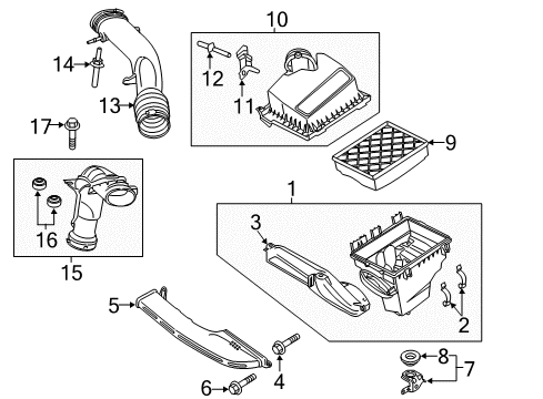 2013 Ford Fusion Air Intake Inlet Hose Diagram for DS7Z-9B659-F