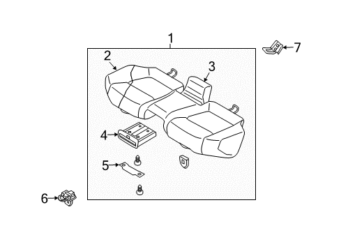 2003 Infiniti FX35 Rear Seat Components Rear Seat Cup Holder Assembly Diagram for 88741-CG002