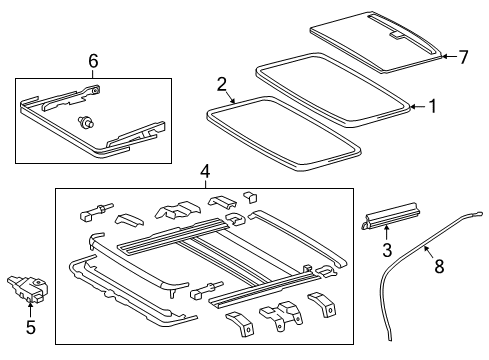 2017 Lexus ES350 Sunroof Sunroof Sub-Glass Assembly Diagram for 63201-06120