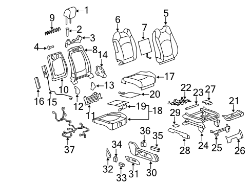 2013 Buick Enclave Passenger Seat Components Cushion Cover Diagram for 84077451