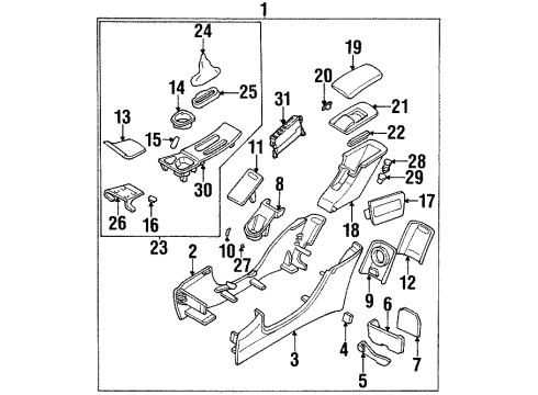 1998 Buick Skylark Floor Console HOLDER, Floor Console Diagram for 22599247