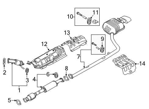 2018 Hyundai Sonata Exhaust Components Rear Muffler Assembly Diagram for 28710-C1100