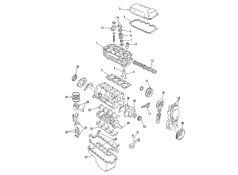 2000 Ford Focus Engine Parts, Mounts, Cylinder Head & Valves, Camshaft & Timing, Oil Pan, Oil Pump, Crankshaft & Bearings, Pistons, Rings & Bearings Valve Springs Diagram for XS4Z-6513-AA