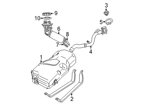 2001 Chrysler PT Cruiser Fuel System Components Nut-Fuel Pump Module Diagram for 5278718AA