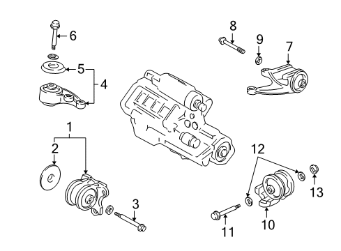 2004 Acura NSX Engine & Trans Mounting Rubber, Side Engine Mounting (AT) Diagram for 50820-SL0-980
