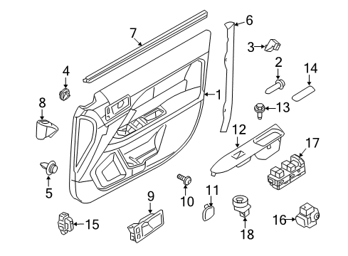 2011 Ford Fusion Interior Trim - Front Door Handle Bezel Diagram for AE5Z-5422620-AA