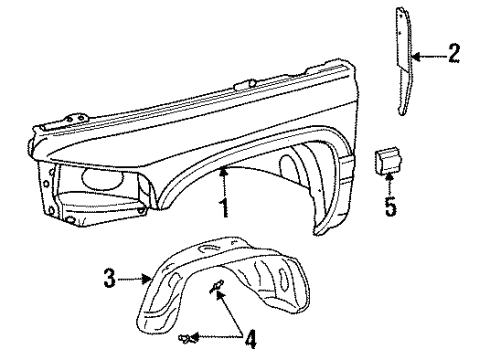 1996 Dodge Ram 2500 Fender & Components, Exterior Trim Molding-Front Fender Diagram for 55274892