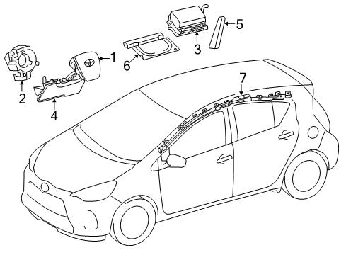 2015 Toyota Prius C Air Bag Components Head Air Bag Diagram for 62180-52090