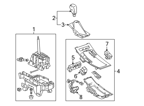 2014 Buick LaCrosse Center Console Shift Knob Diagram for 90800623