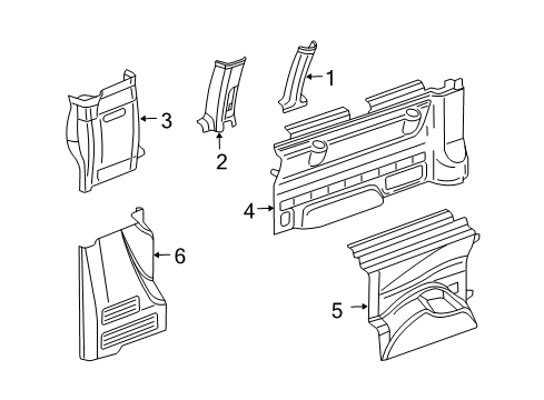 2004 GMC Savana 1500 Interior Trim - Body Side Panel Pillar Trim Diagram for 15104093