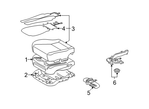 2011 Lexus LS460 Front Seat Components Pad, Front Seat Cushion, LH (For Separate Type) Diagram for 71512-50230