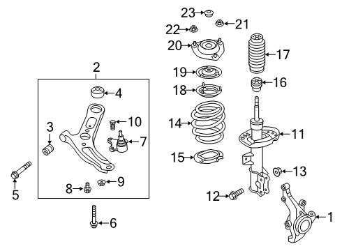 2019 Hyundai Veloster Front Suspension Components, Lower Control Arm, Stabilizer Bar Bumper Rubber Diagram for 54626F2000