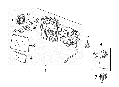 2013 Ford F-350 Super Duty Bulbs Mirror Diagram for DC3Z-17683-BA