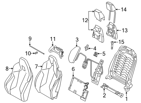 2020 Toyota GR Supra Driver Seat Components Seat Back Cover Diagram for 71074-WAA01