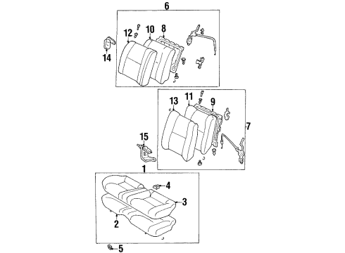 1994 Toyota Celica Rear Seat Components Cushion Diagram for 71507-20230