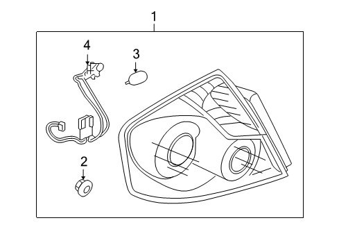 2007 Infiniti M35 Bulbs Lamp Assembly-Rear Combination, RH Diagram for 26550-EH125