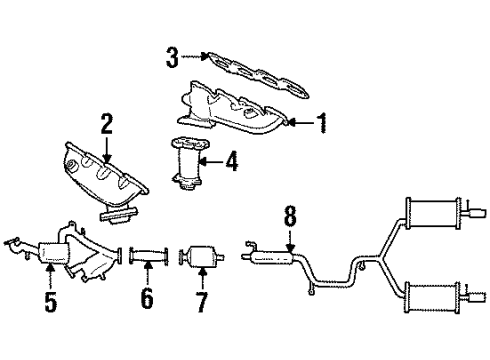 2001 Lincoln Continental Exhaust Components, Exhaust Manifold Converter & Pipe Diagram for F8OZ-5F250-DA