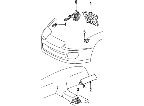 1997 Toyota Supra Air Bag Components Sensor Assembly, Air Bag Diagram for 89170-14041