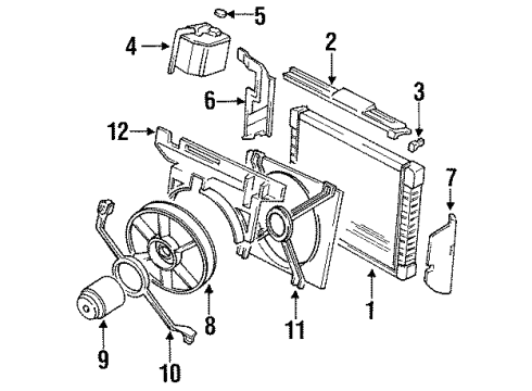 1988 Pontiac Grand Am Radiator & Components, Cooling Fan Motor & Bracket Kit, Electric Cooling Fan Diagram for 22088075