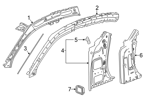 2015 Cadillac CTS Hinge Pillar, Lock Pillar, Rocker, Uniside Insulator Diagram for 22953345