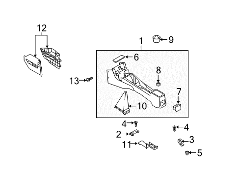 2003 Kia Rio Console Cup Holder Assembly, Right Diagram for 84676FD100BT