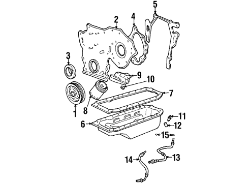 1993 Cadillac Seville Engine Parts, Mounts, Cylinder Head & Valves, Camshaft & Timing, Oil Pan, Oil Pump, Crankshaft & Bearings, Pistons, Rings & Bearings Cooler Line Diagram for 25630619