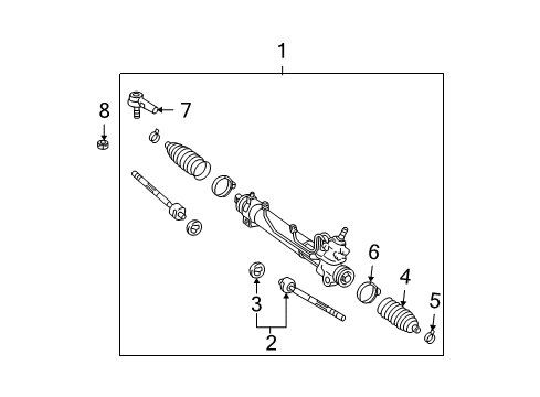 2008 Lexus RX350 Steering Column & Wheel, Steering Gear & Linkage Rack And Pinion Complete Unit Diagram for 44200-48180