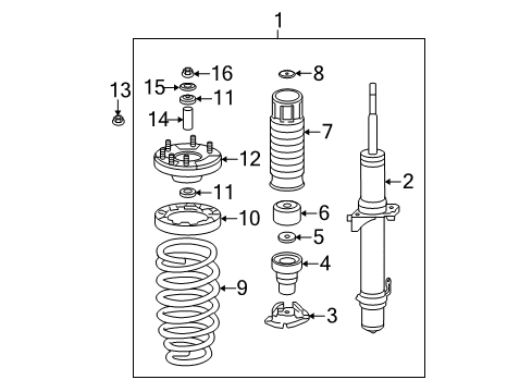 2011 Acura TSX Struts & Components - Front Shock Absorber Assembly, Right Front Diagram for 51610-TL2-A02