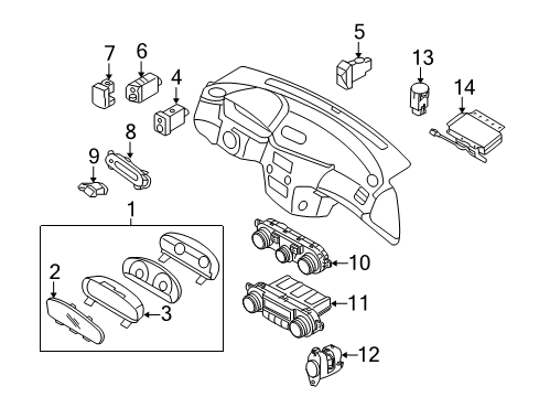 2009 Kia Optima Cluster & Switches Control Assembly-Heater Diagram for 972502G780K2