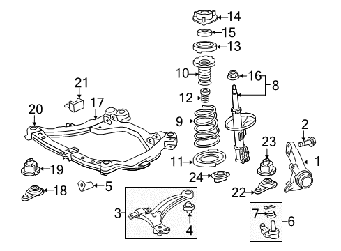 2014 Toyota Camry Front Suspension, Lower Control Arm, Stabilizer Bar, Suspension Components Lower Control Arm Diagram for 48068-07050