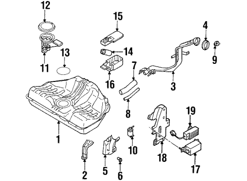 1998 Nissan 200SX Senders Tube Assembly - Filler Diagram for 17221-8B701