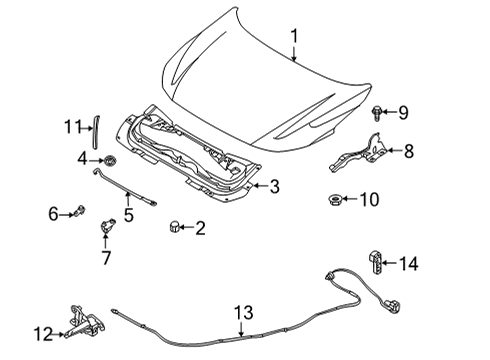 2020 Nissan Sentra Fuel Door Male Assy-Hood Lock Diagram for 65601-6LA0B