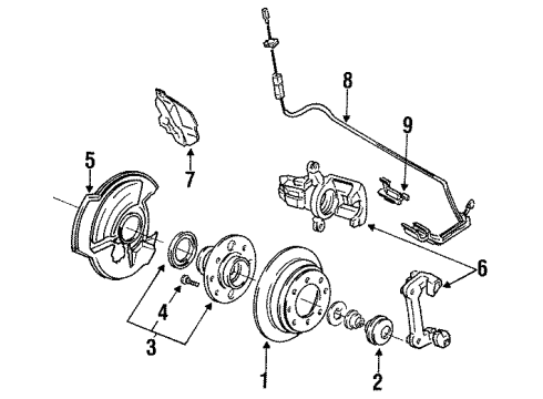 1995 Honda Civic Rear Brakes Caliper Sub-Assembly, Left Rear Diagram for 43019-S04-013