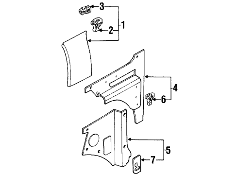 2001 Kia Sportage Interior Trim - Quarter Panels Trim Assembly-B Pillar Upper Diagram for 0K08F68210E96