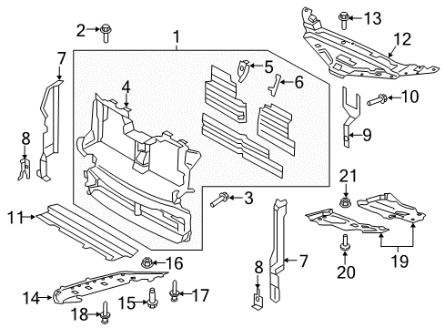 2018 Lincoln MKX Radiator Support - Under Cover & Splash Shields Actuator Diagram for FT4Z-10884-A