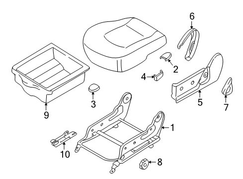 2002 Hyundai Santa Fe Tracks & Components Cover-Recliner Front Seat Inner RH Diagram for 88067-26000-FB