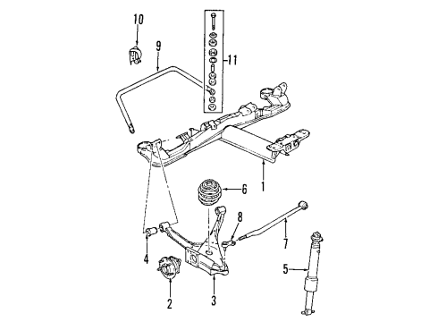 1999 Cadillac Seville Rear Suspension Components, Lower Control Arm, Ride Control, Stabilizer Bar Shaft-Rear Stabilizer (22Mm Diameter) *Orange Diagram for 25666234