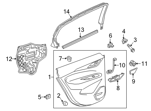 2019 Buick Regal TourX Interior Trim - Rear Door Belt Weatherstrip Diagram for 13463904